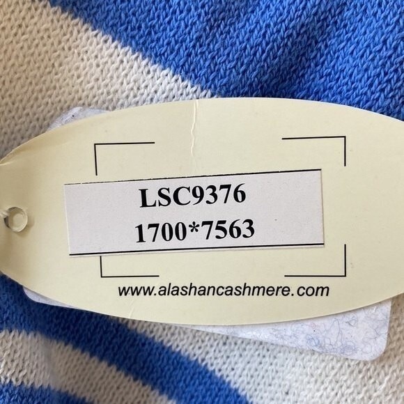 Caroline Grace Stripe Tassel Cashmere Blend Knit Poncho Shrug Topper White Wave - Picture 9 of 14